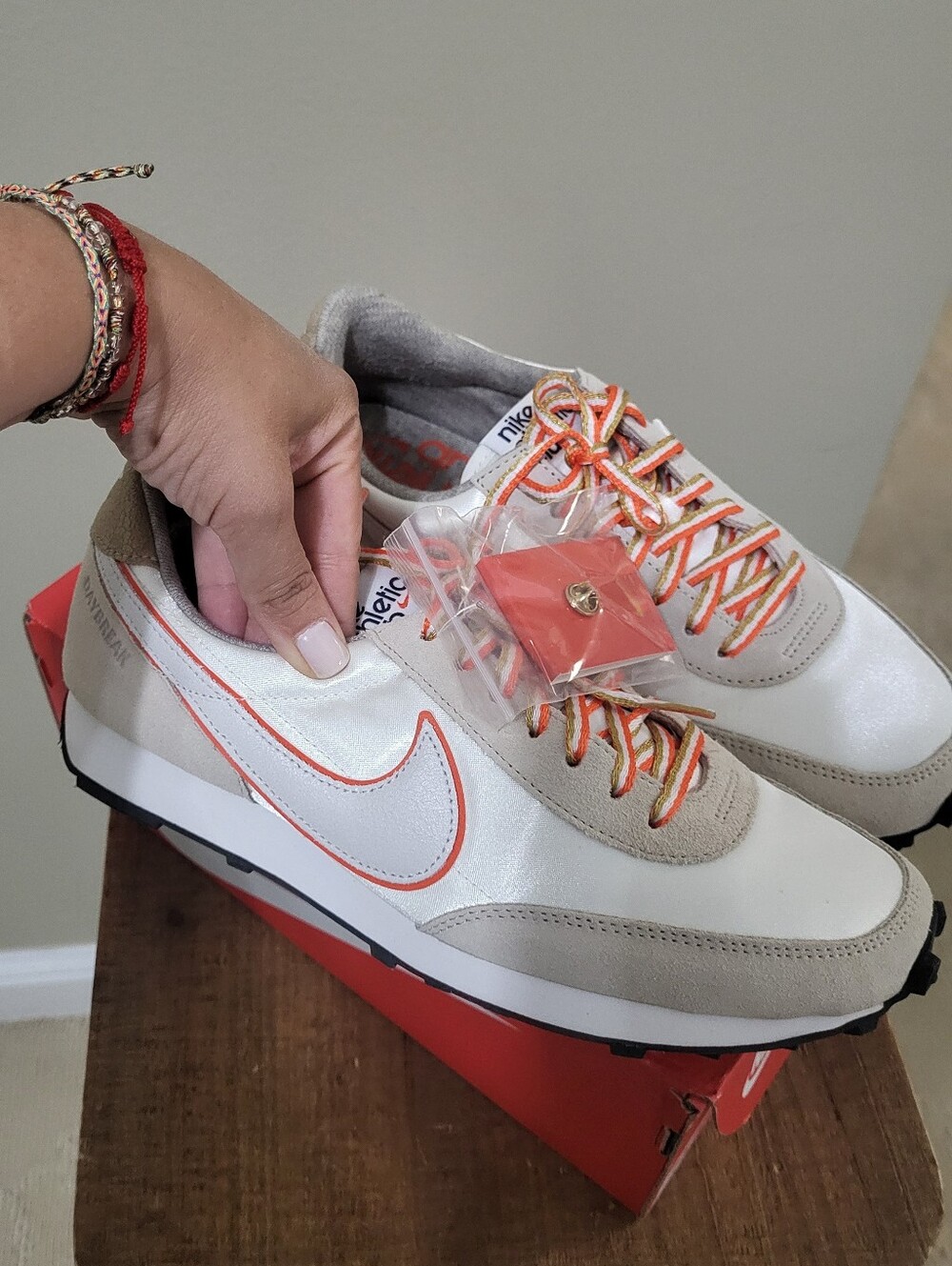 Nike Daybreak White & Beige Runner with Orange Accents